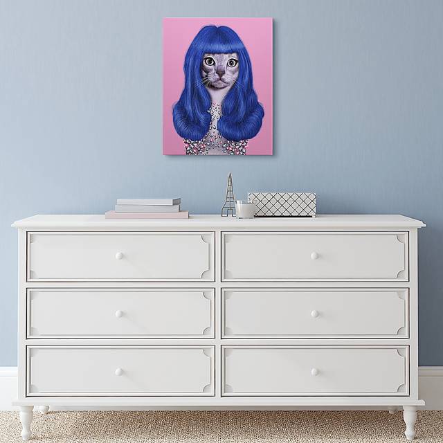 Kids Purrfect Style Blue Wall Art - Thumbnail - Image 6