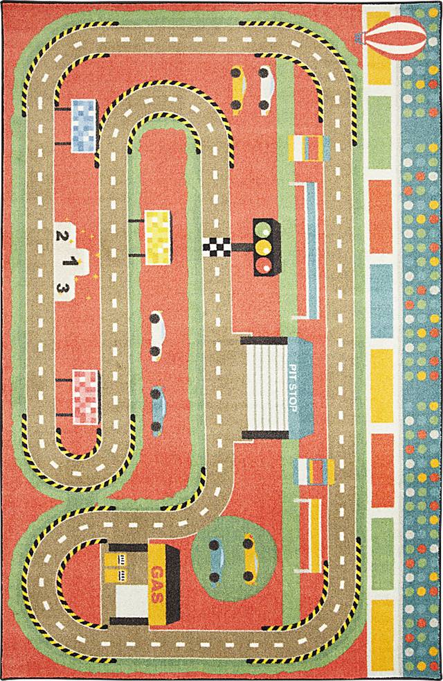 Kids Race Pace Red 3' x 5' Rug - Thumbnail - Image 1