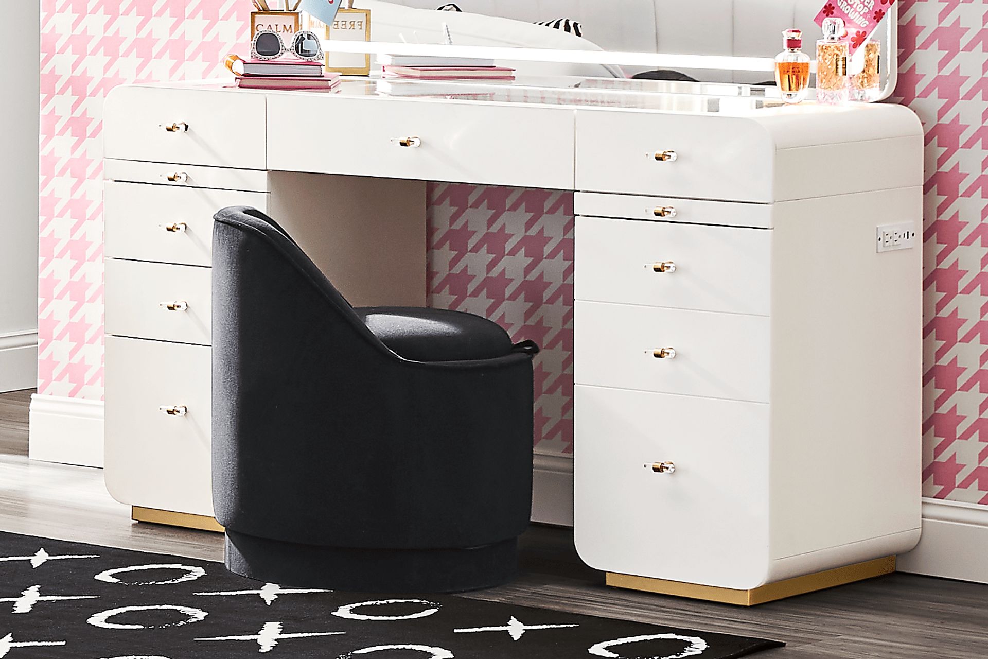 Kids Radiance White Double Pedestal Vanity Desk - Image 3