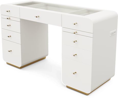 Kids Radiance White Double Pedestal Vanity Desk