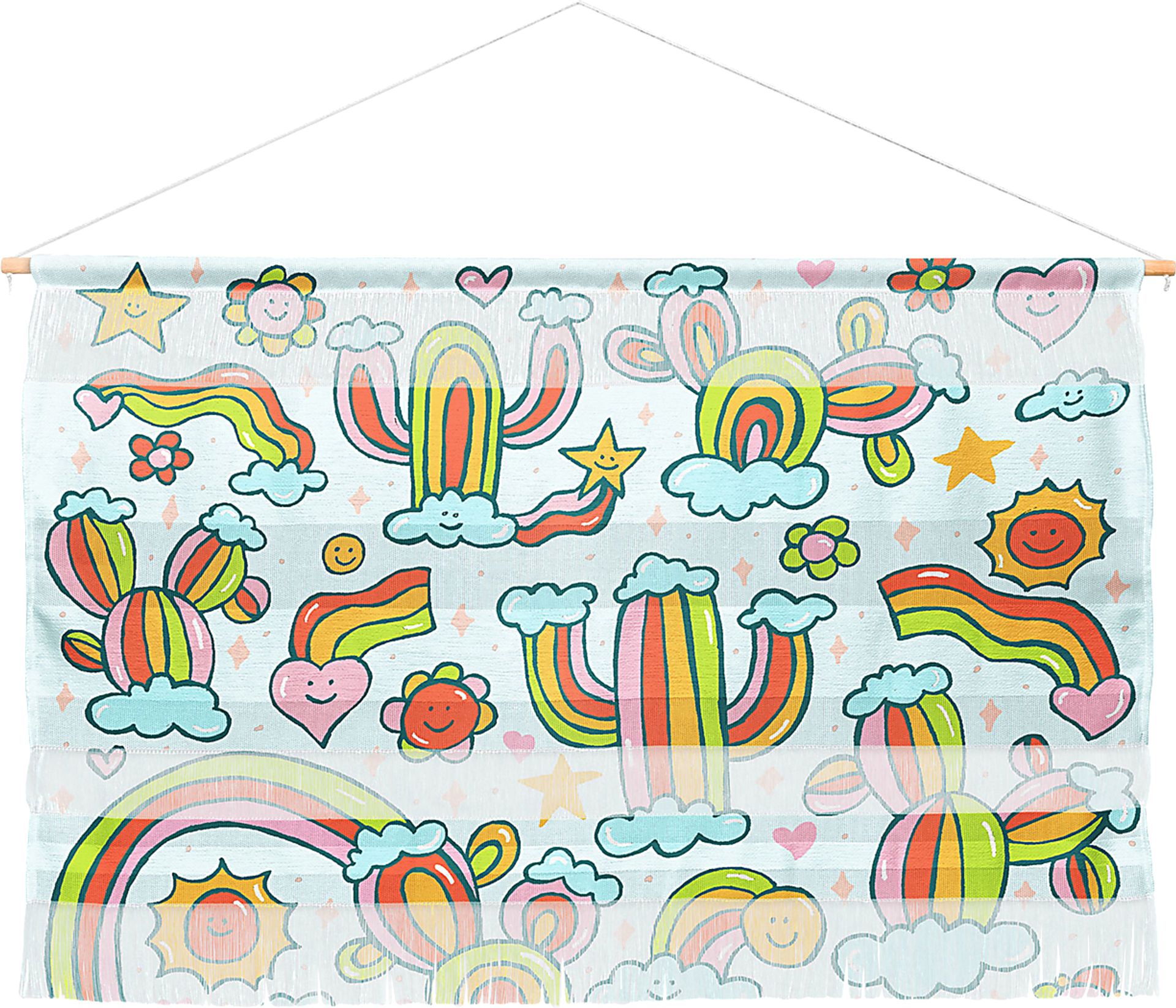 Kids Rainbow Cacti White Wall Decor - Image 1