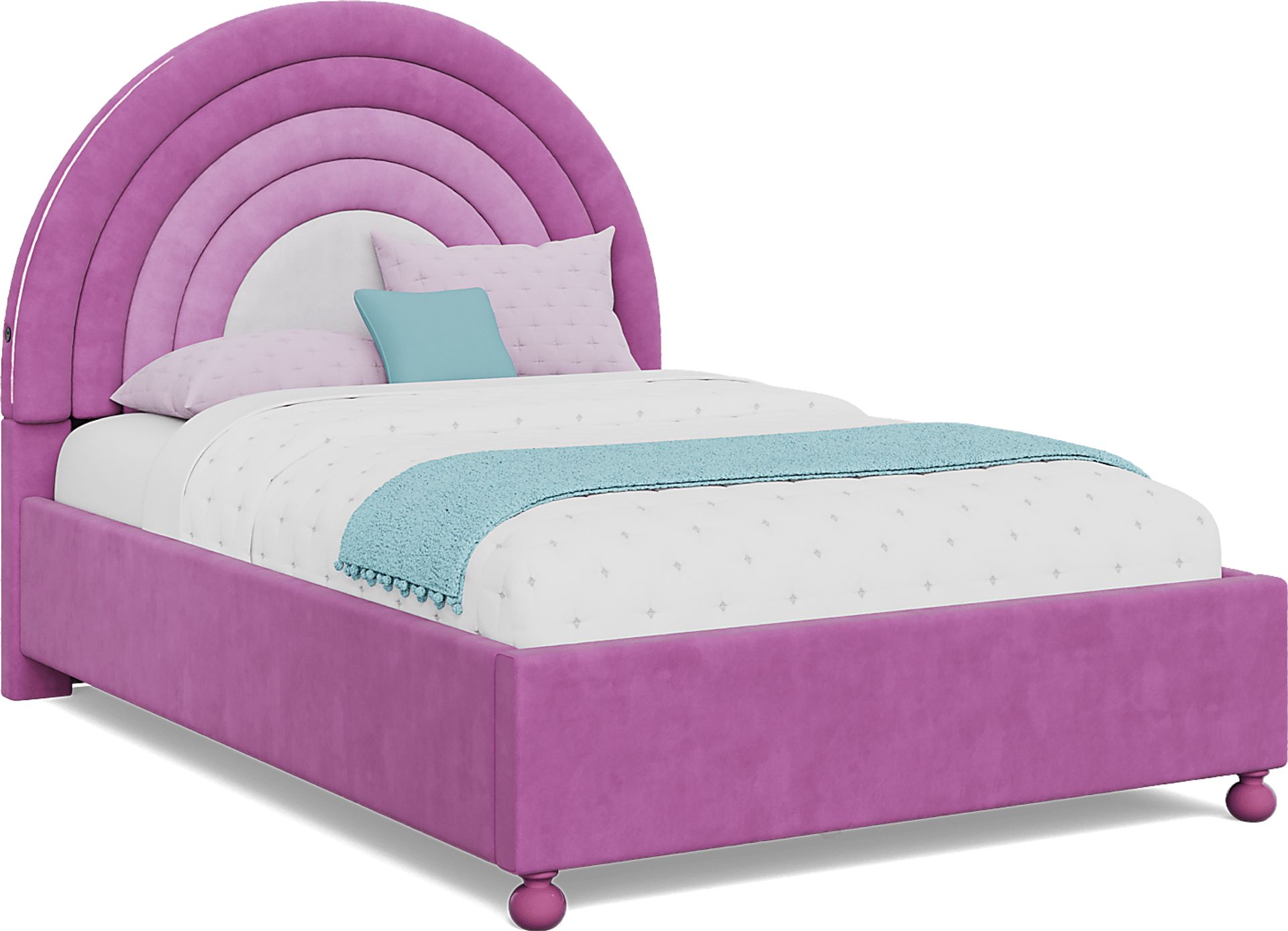 Kids Rainbow Joy Pink Full Upholstered Bed - Image 1