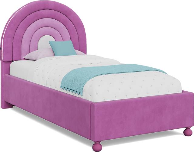 Kids Rainbow Joy Pink Twin Upholstered Bed - Thumbnail - Image 1