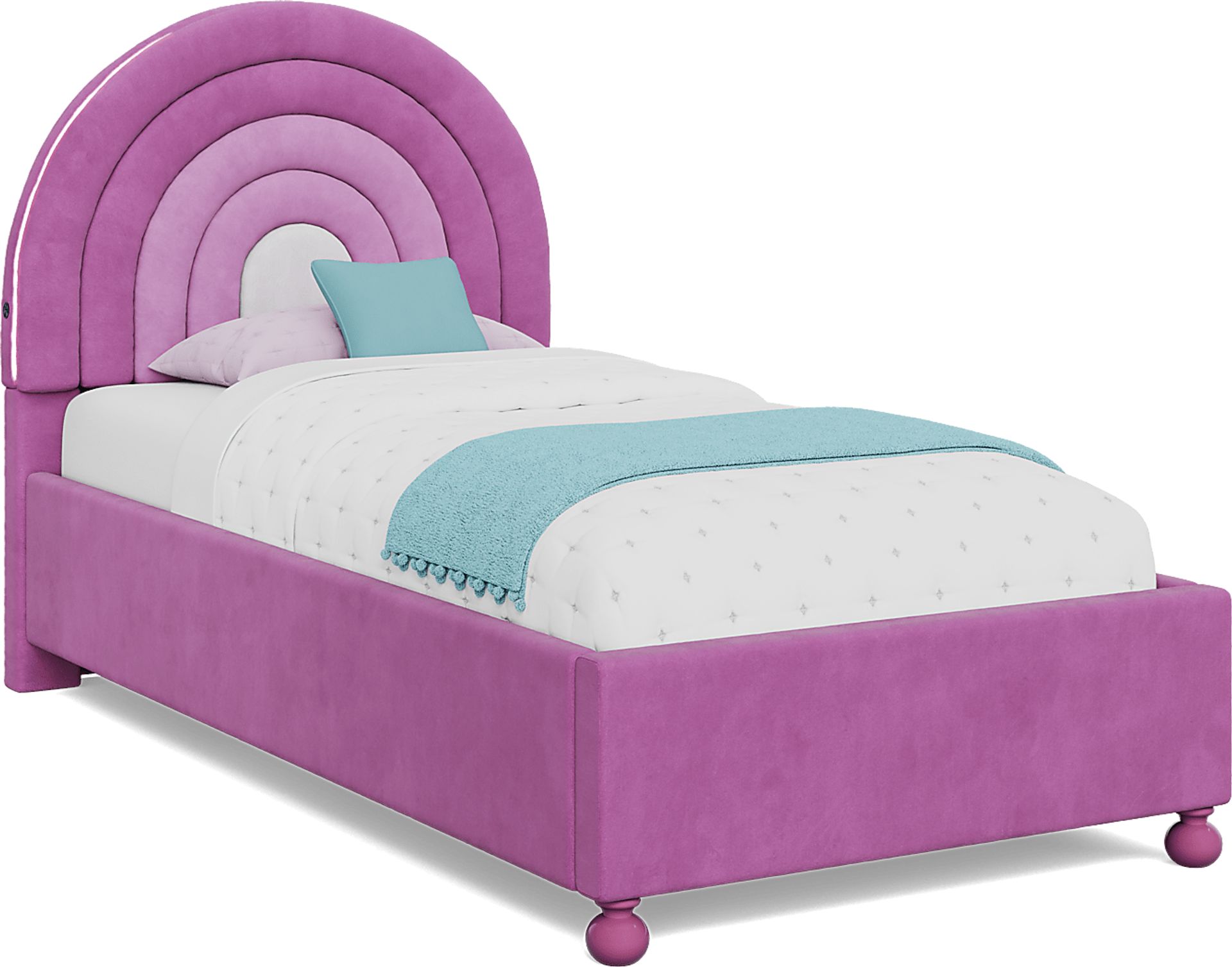 Kids Rainbow Joy Pink Twin Upholstered Bed - Image 1