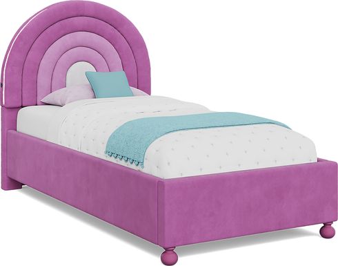 Kids Rainbow Joy Pink Twin Upholstered Bed
