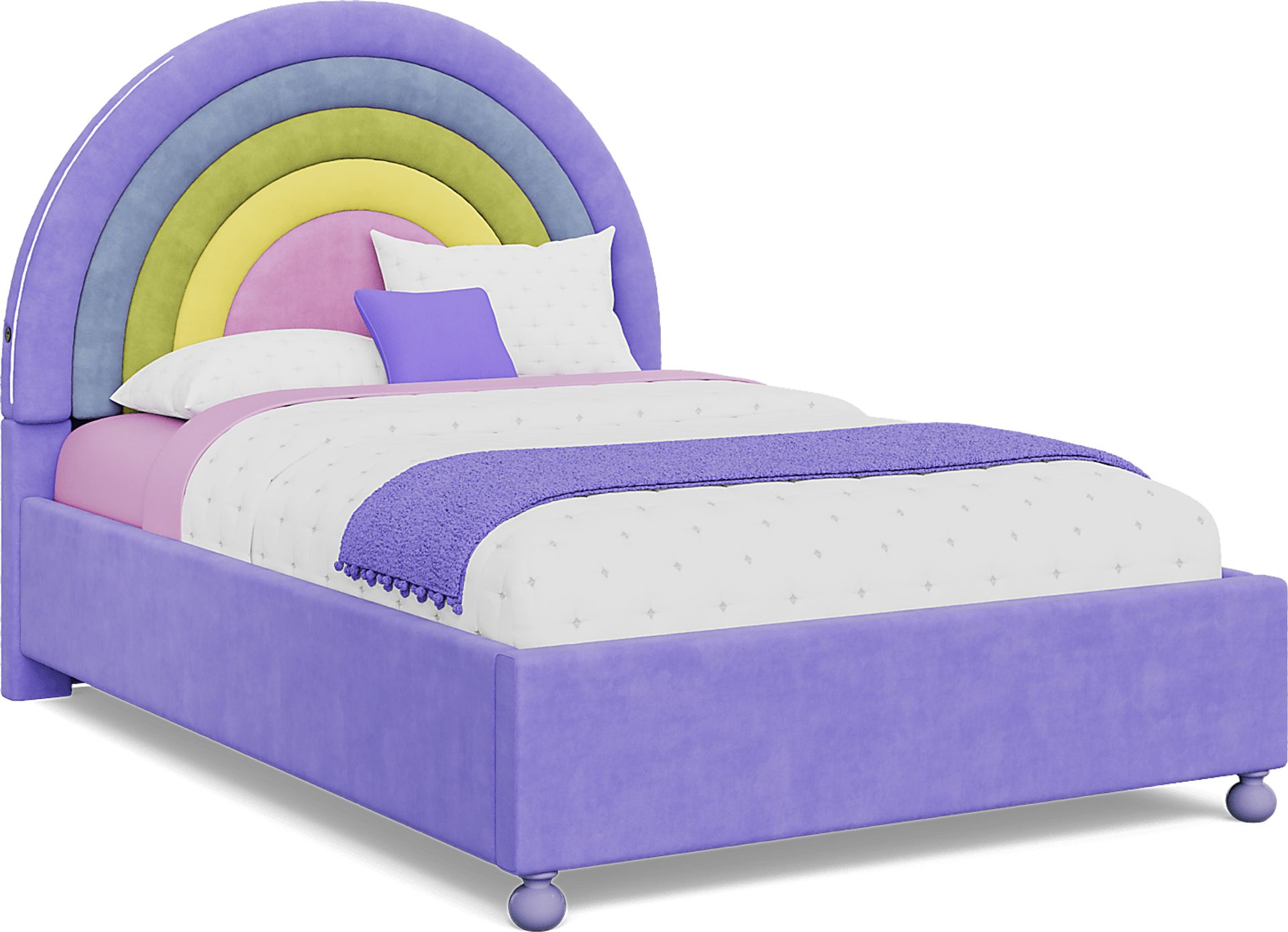 Kids Rainbow Joy Purple Full Upholstered Bed - Image 1