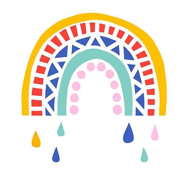 Kids Rainbow Mosaic White Artwork - Thumbnail - Image 1