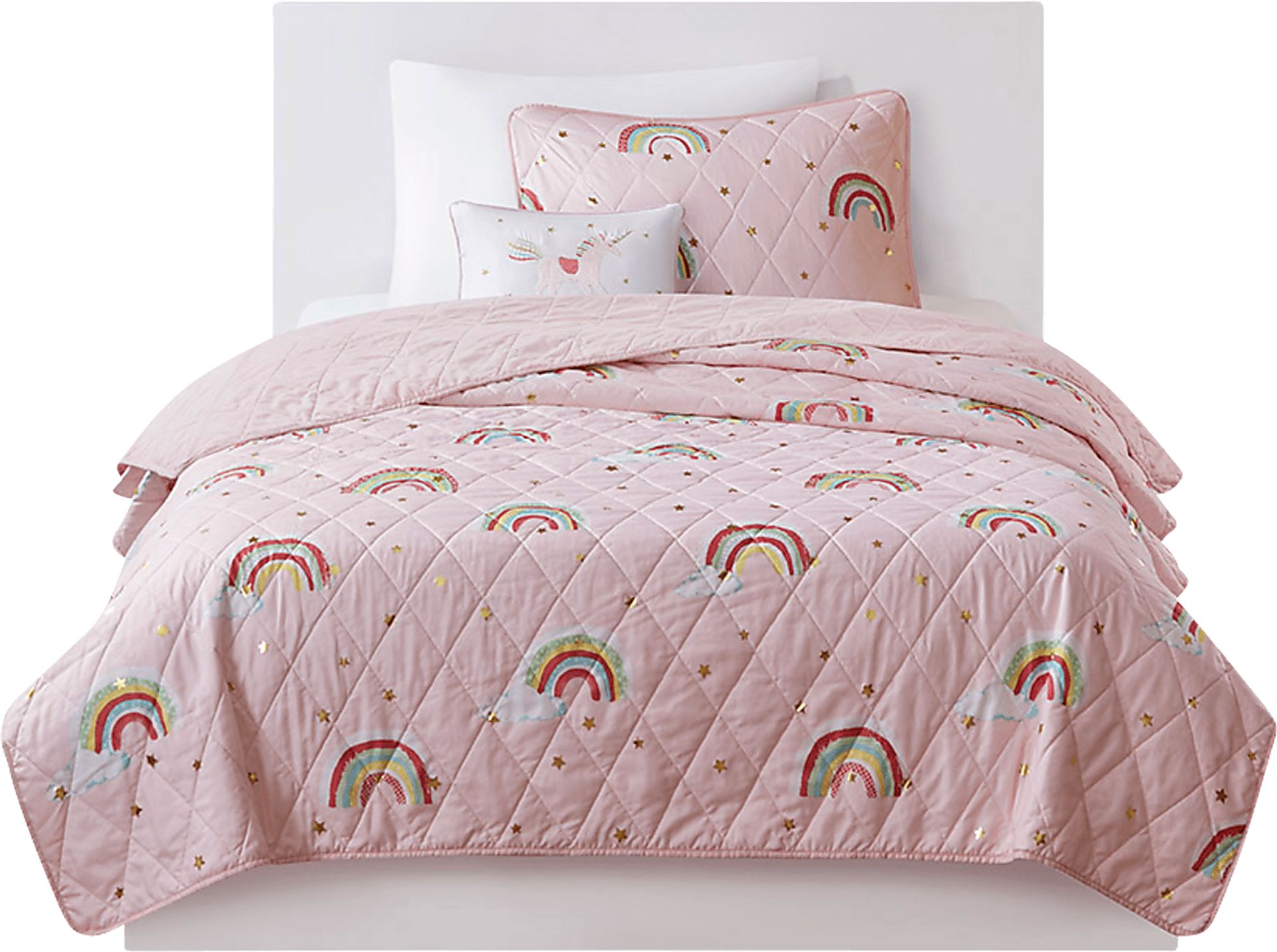 Kids Rainbow Smile Pink 3 Pc Twin Coverlet Set - Image 2