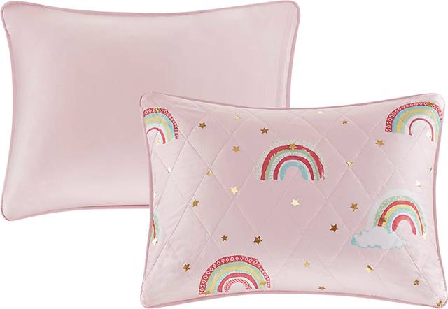 Kids Rainbow Smile Pink 3 Pc Twin Coverlet Set - Thumbnail - Image 3