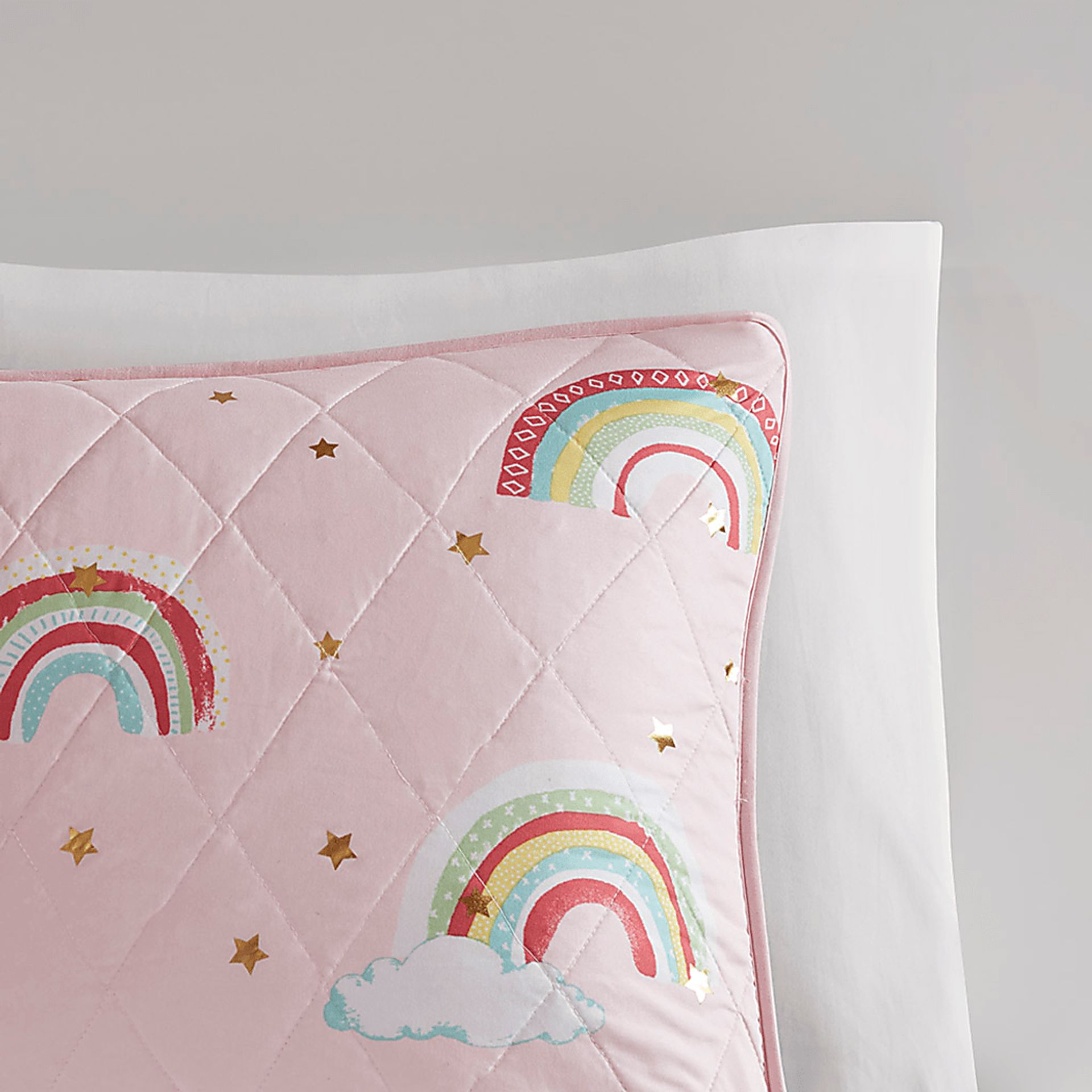 Kids Rainbow Smile Pink 3 Pc Twin Coverlet Set - Image 5