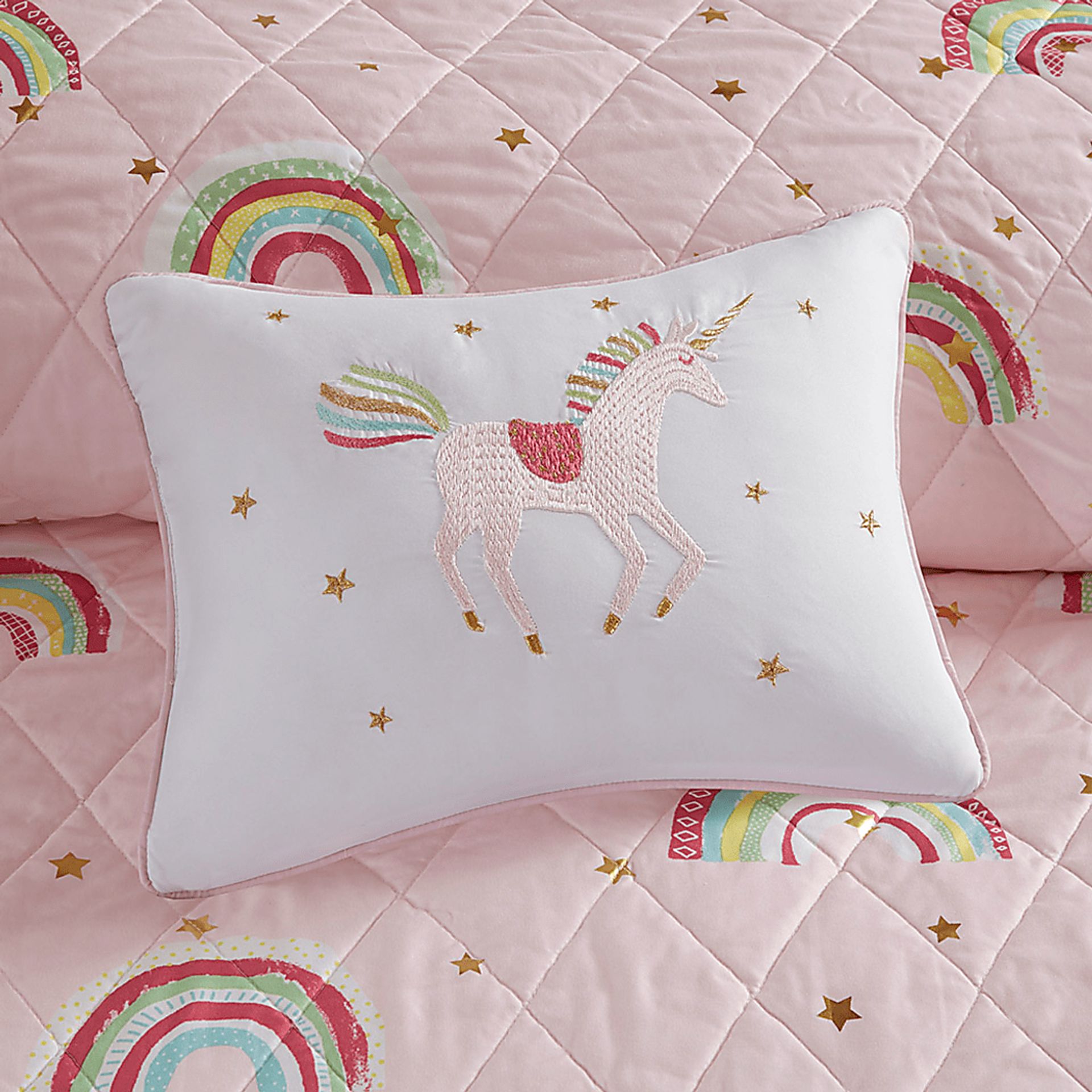 Kids Rainbow Smile Pink 3 Pc Twin Coverlet Set - Image 6
