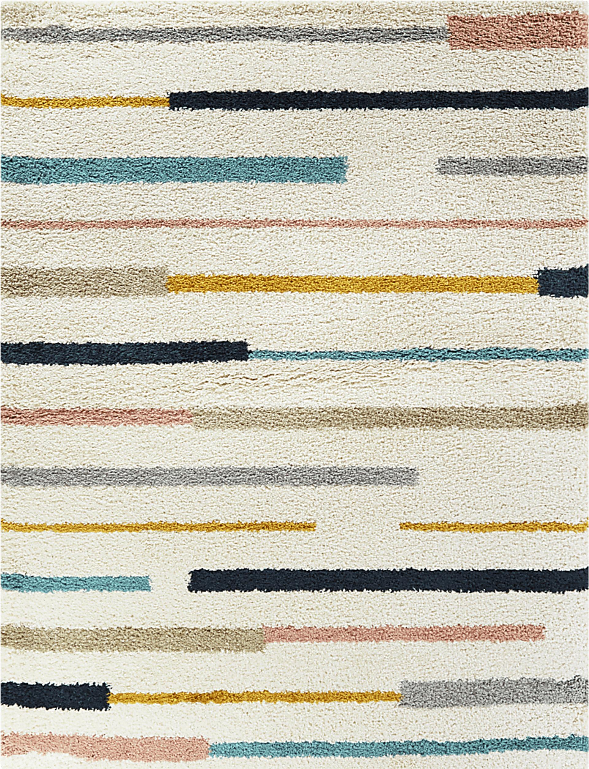 Kids Rainbow Stripe Cream 7'10 x 10' Rug