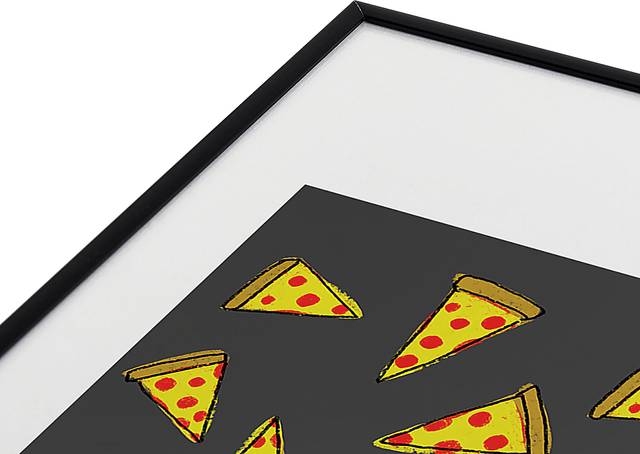 Kids Raining Pizza Black Metal Framed Print - Thumbnail - Image 3