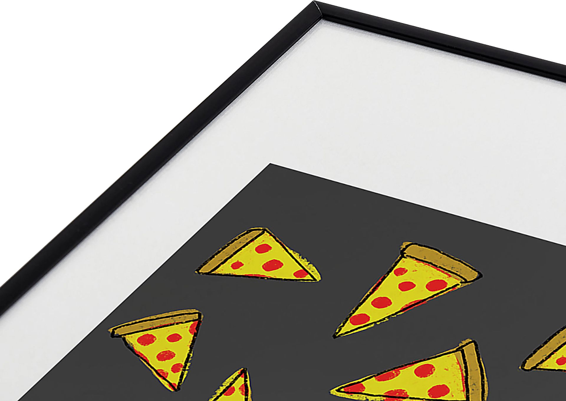 Kids Raining Pizza Black Metal Framed Print - Image 3