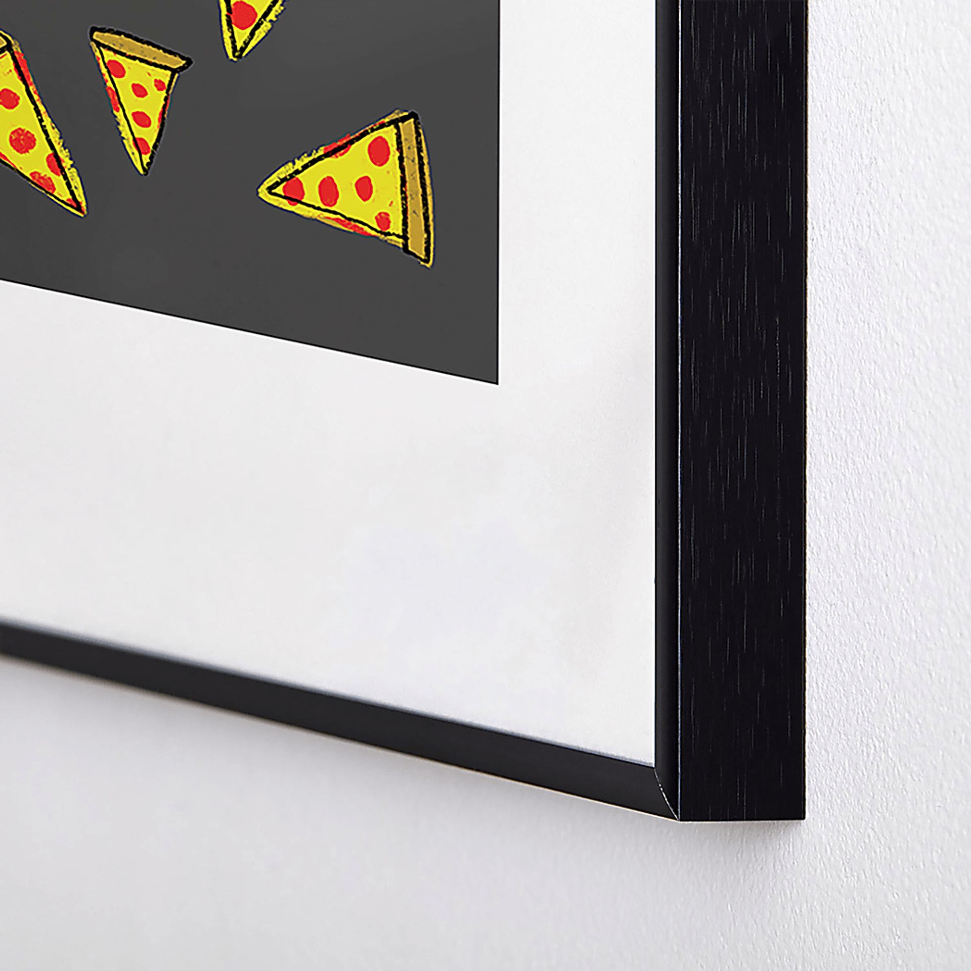 Kids Raining Pizza Black Metal Framed Print - Image 4