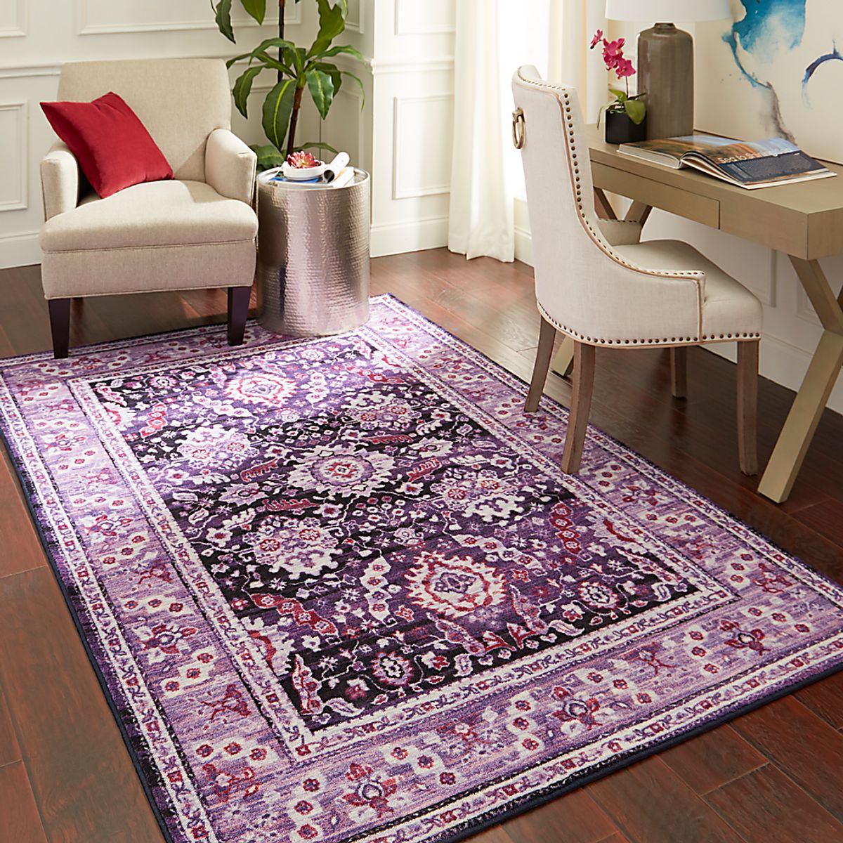 Ravenwell Purple Red Rugs | Rooms to Go