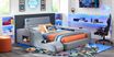 Kids reGen&trade; Recharged Gray 6 Pc Twin Bed with Nightstand, Bookcase and Lounger