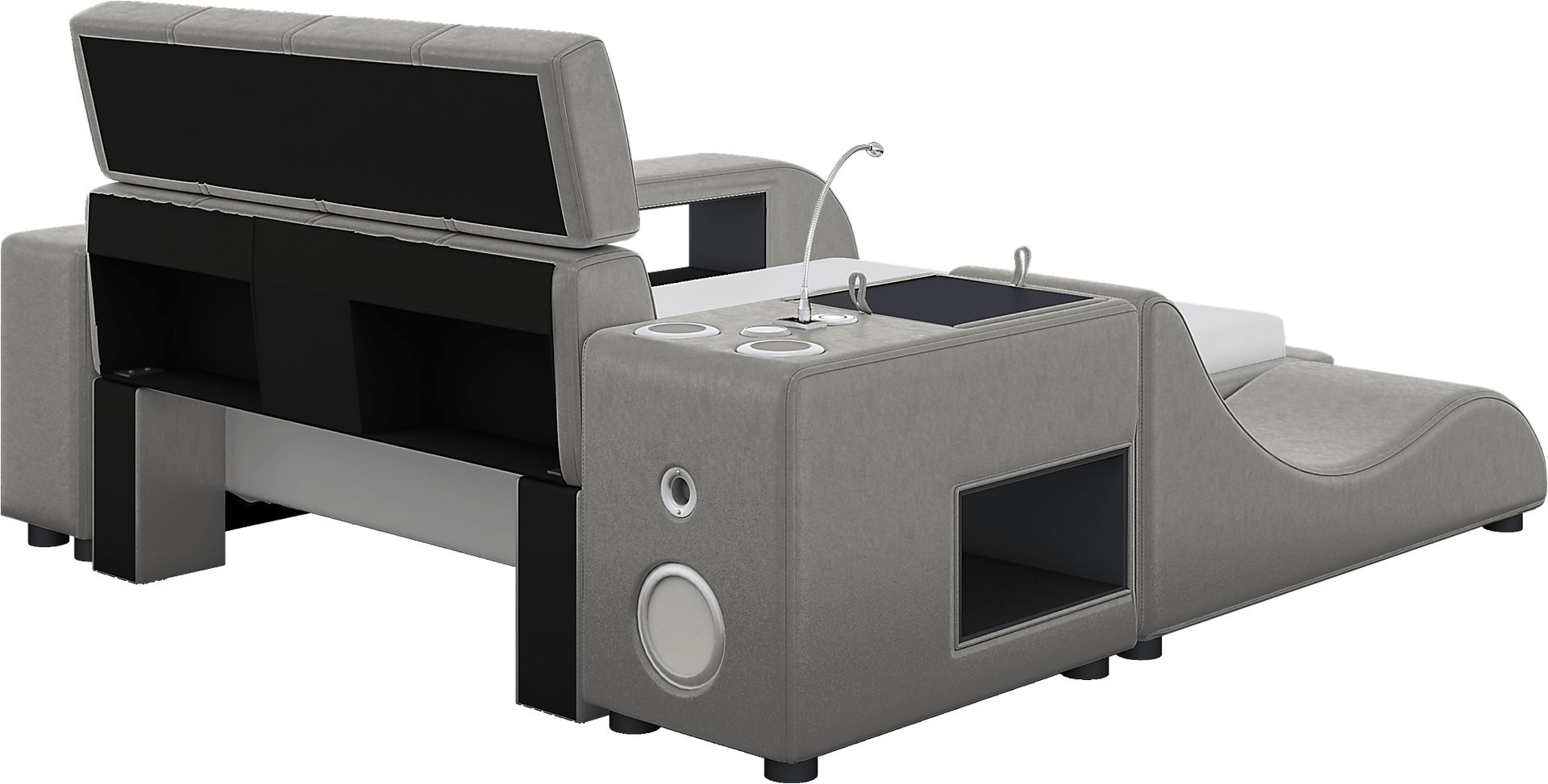 Kids ReGen™ Recharged Gray Twin Bed with Nightstand, Bookcase and Lounger - Image 2