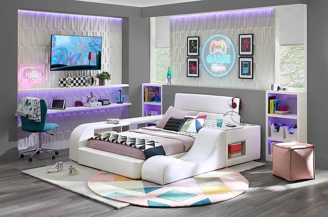 Kids reGen™ Recharged White 6 Pc Twin Bed with Nightstand, Bookcase and Lounger - Thumbnail - Image 1