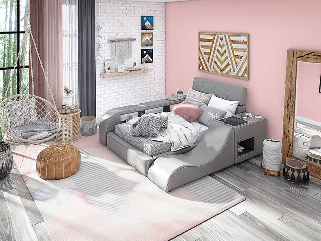 Kids reGen™ Recharged Gray 6 Pc Twin Bed with Nightstand, Bookcase and Lounger - Thumbnail - Image 1