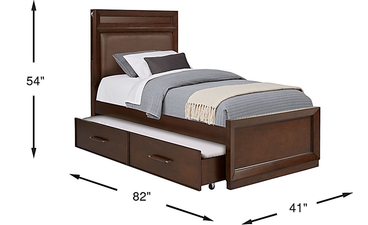 Zaine Brown Cherry Dark Wood Twin Bedroom Set With Dresser, 3 Pc
