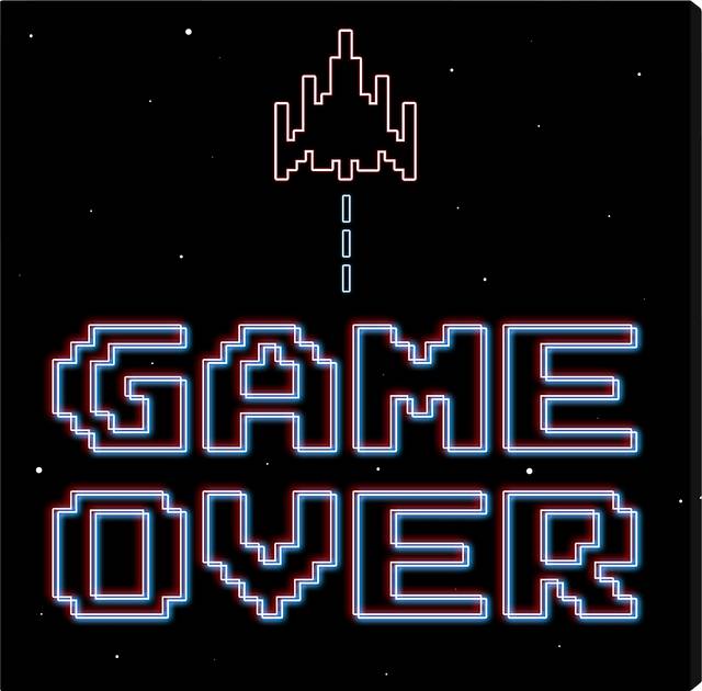 Kids Retro Game Over Black Small Wall Art - Thumbnail - Image 1