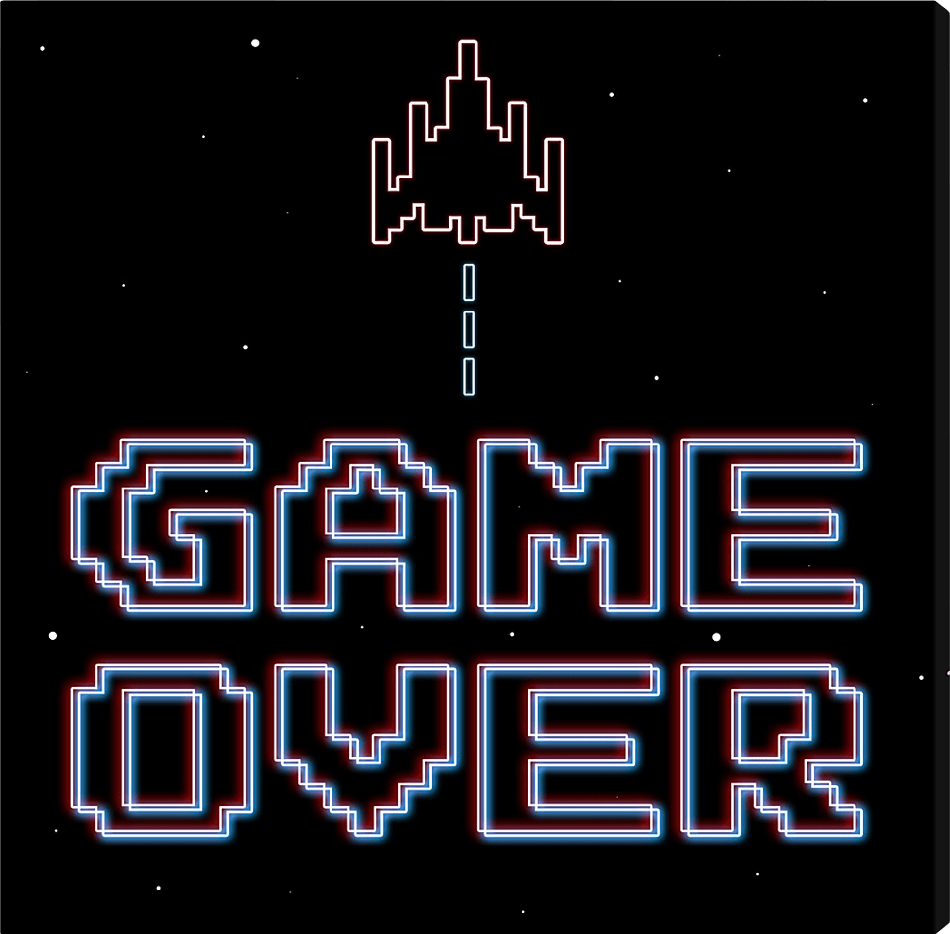 Kids Retro Game Over Black Small Wall Art - Image 1