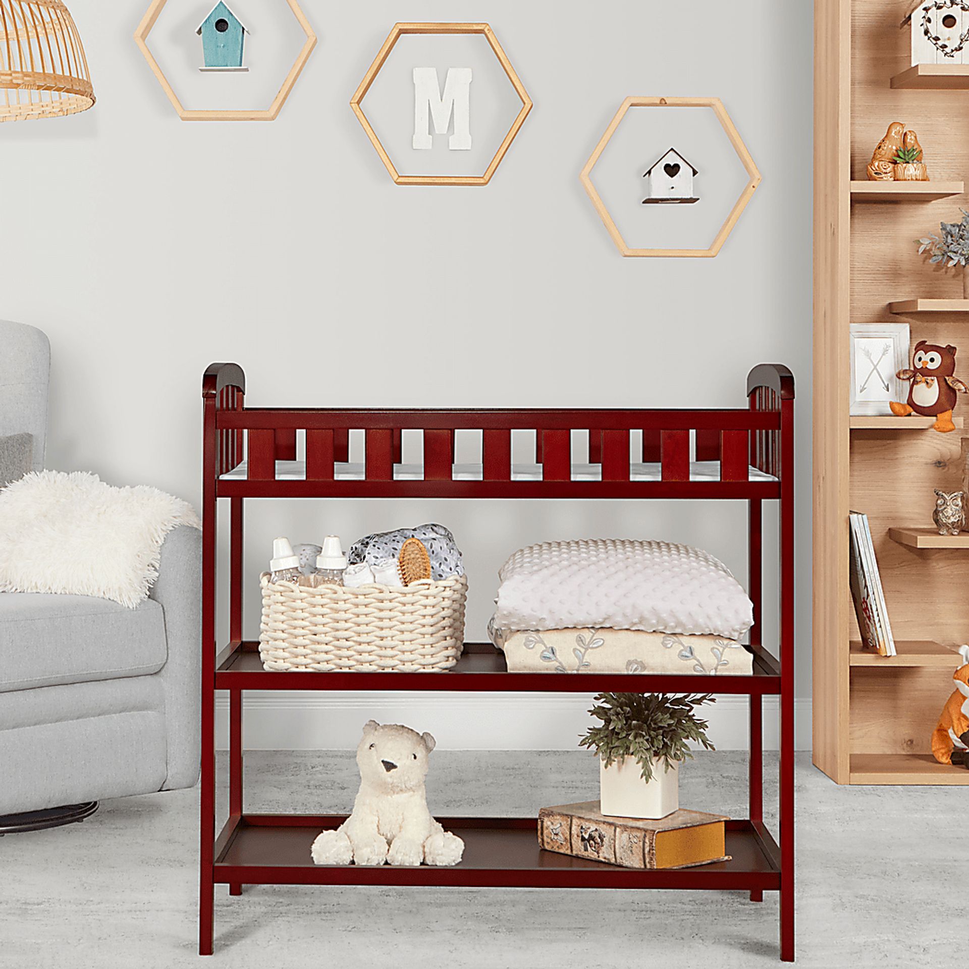 Ridu Cherry Dark Wood Changing Table