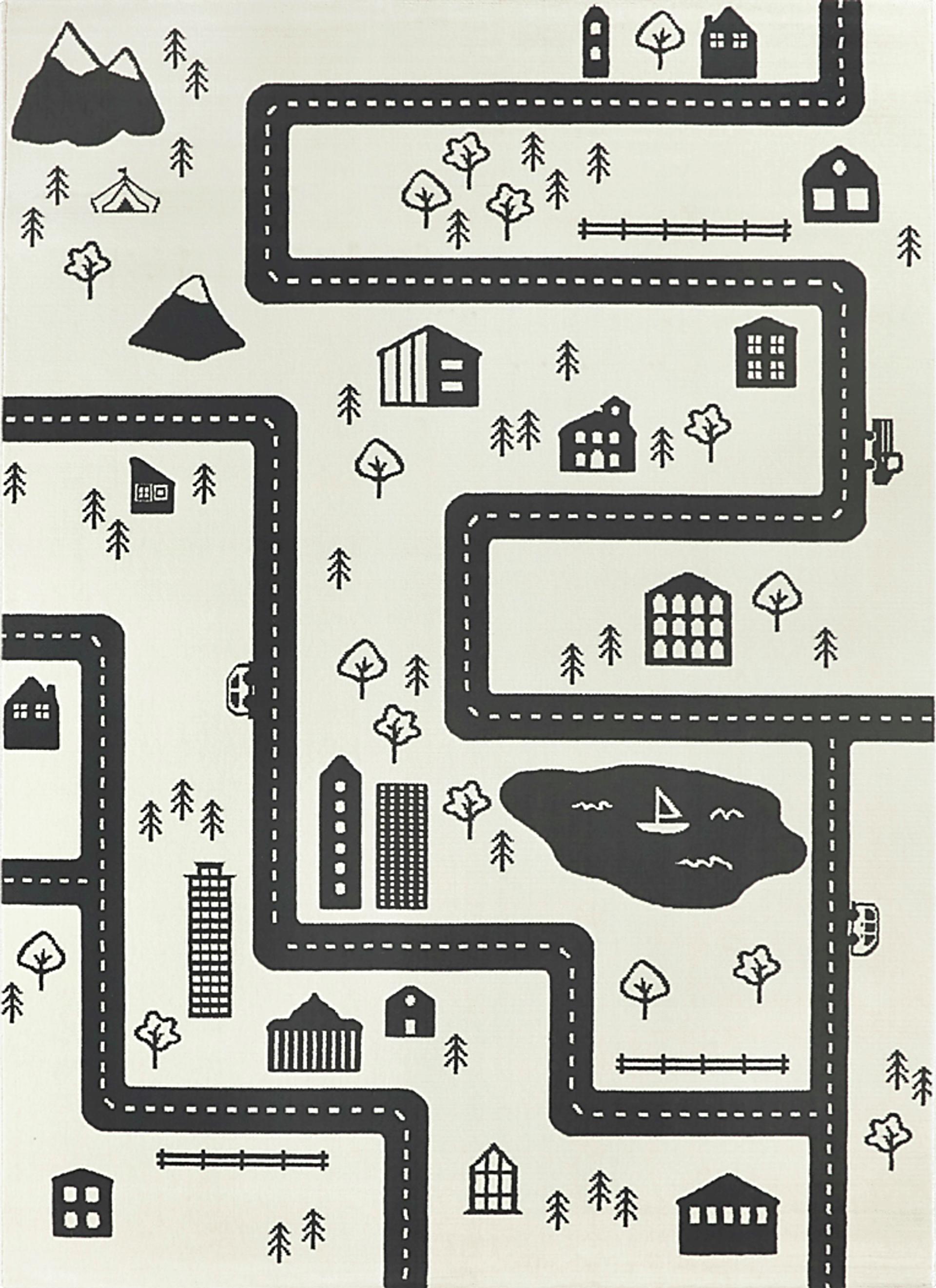 Kids Road Trip Fun Ivory 3'11 x 5'7 Rug