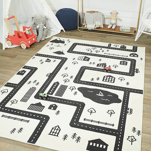 Kids Road Trip Fun Ivory 5'3" x 7' Rug - Thumbnail - Image 2