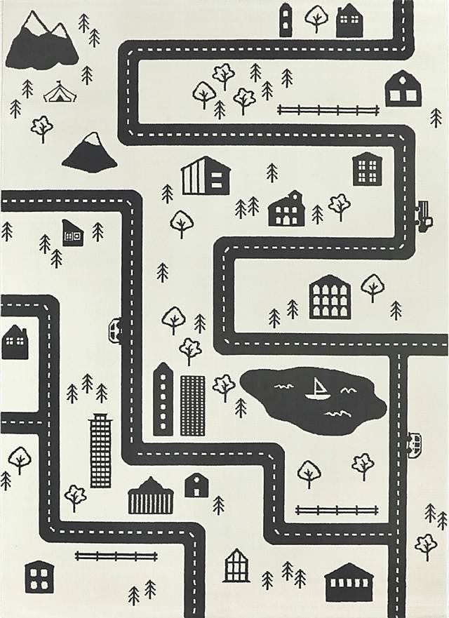 Kids Road Trip Fun Ivory 5'3" x 7' Rug - Thumbnail - Image 1
