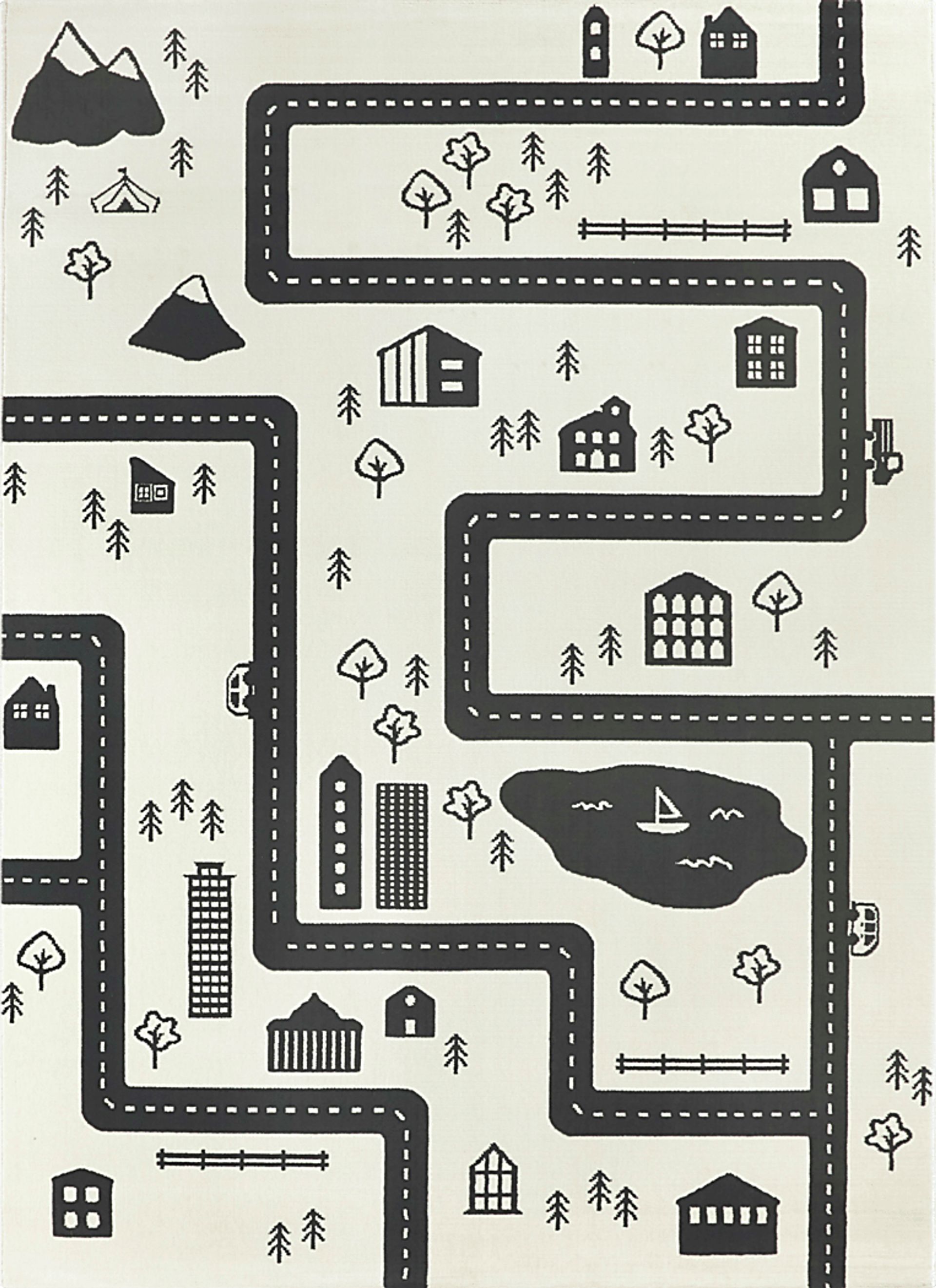 Kids Road Trip Fun Ivory 5'3" x 7' Rug - Image 1