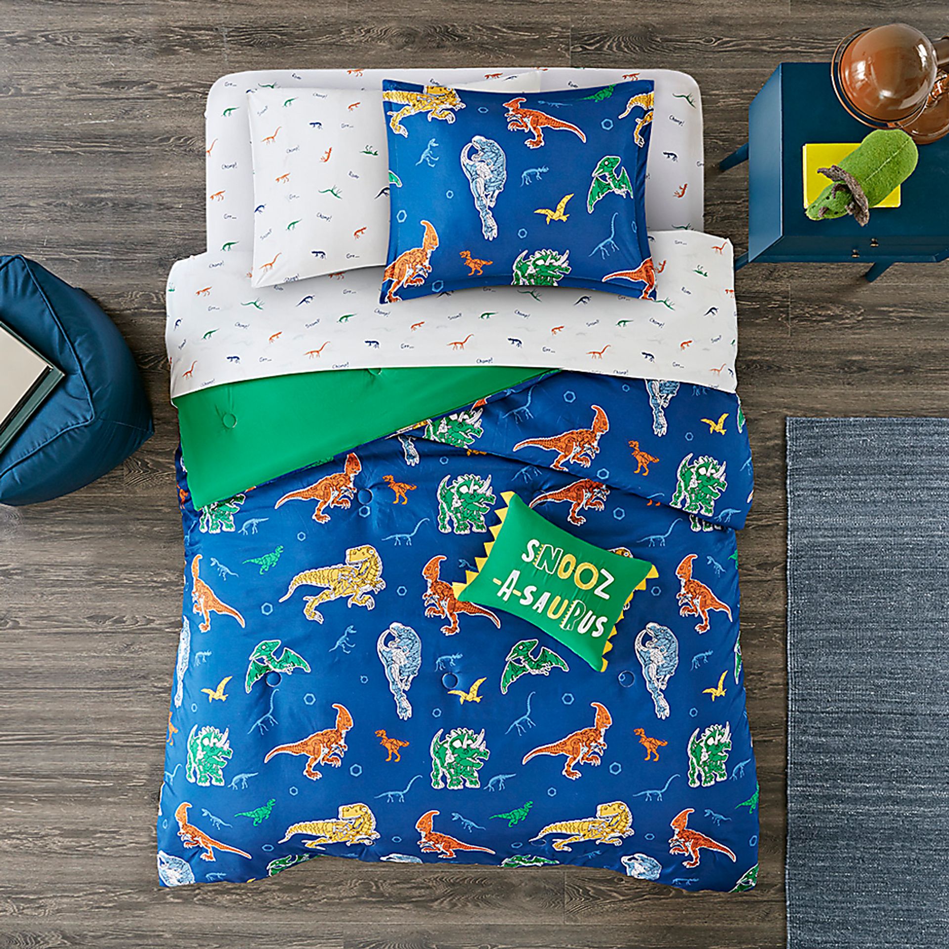 Kids Roar-A-Saurus Blue 8 Pc Full Comforter Set - Image 1