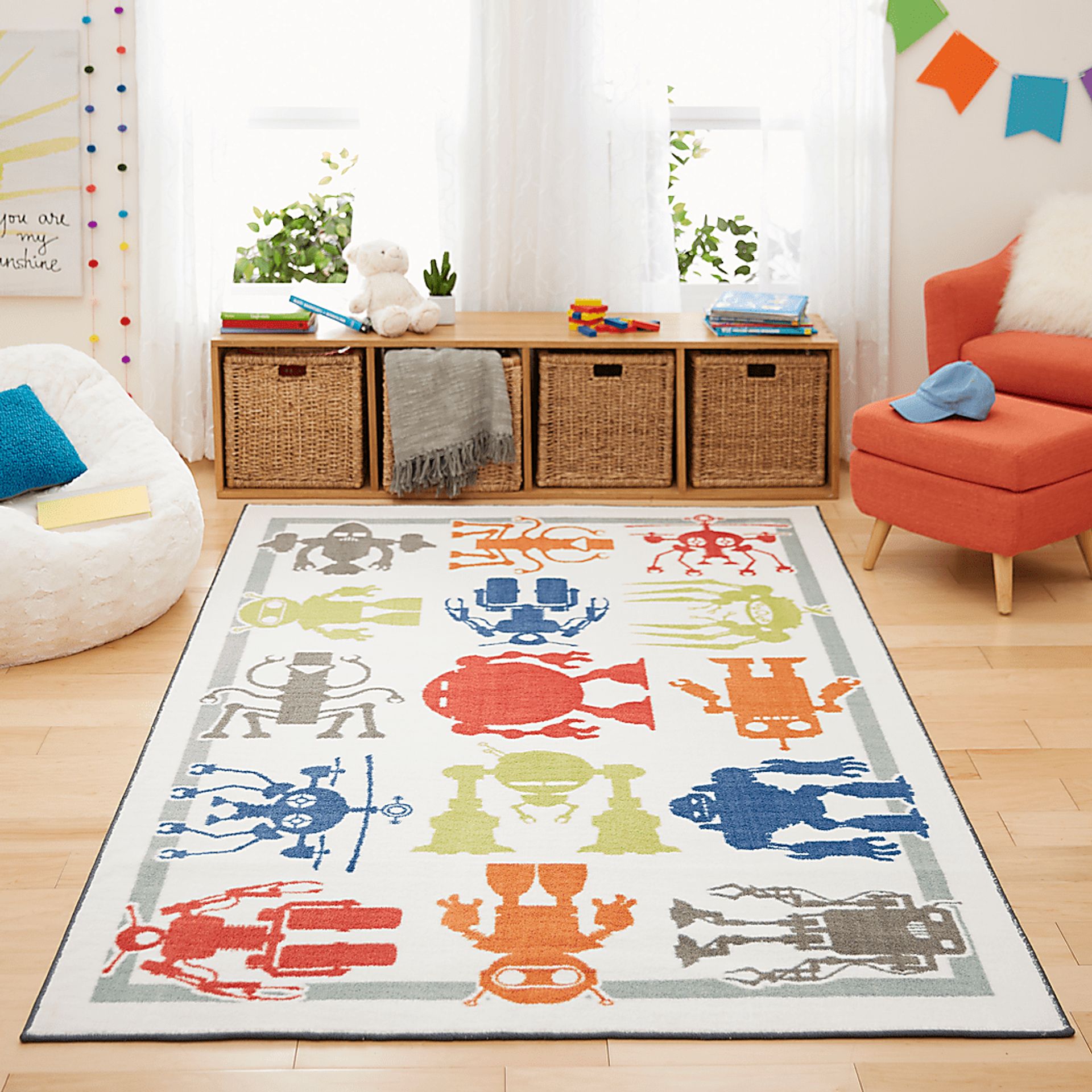 Kids Robo Squad White 5' x 8' Rug - Image 2