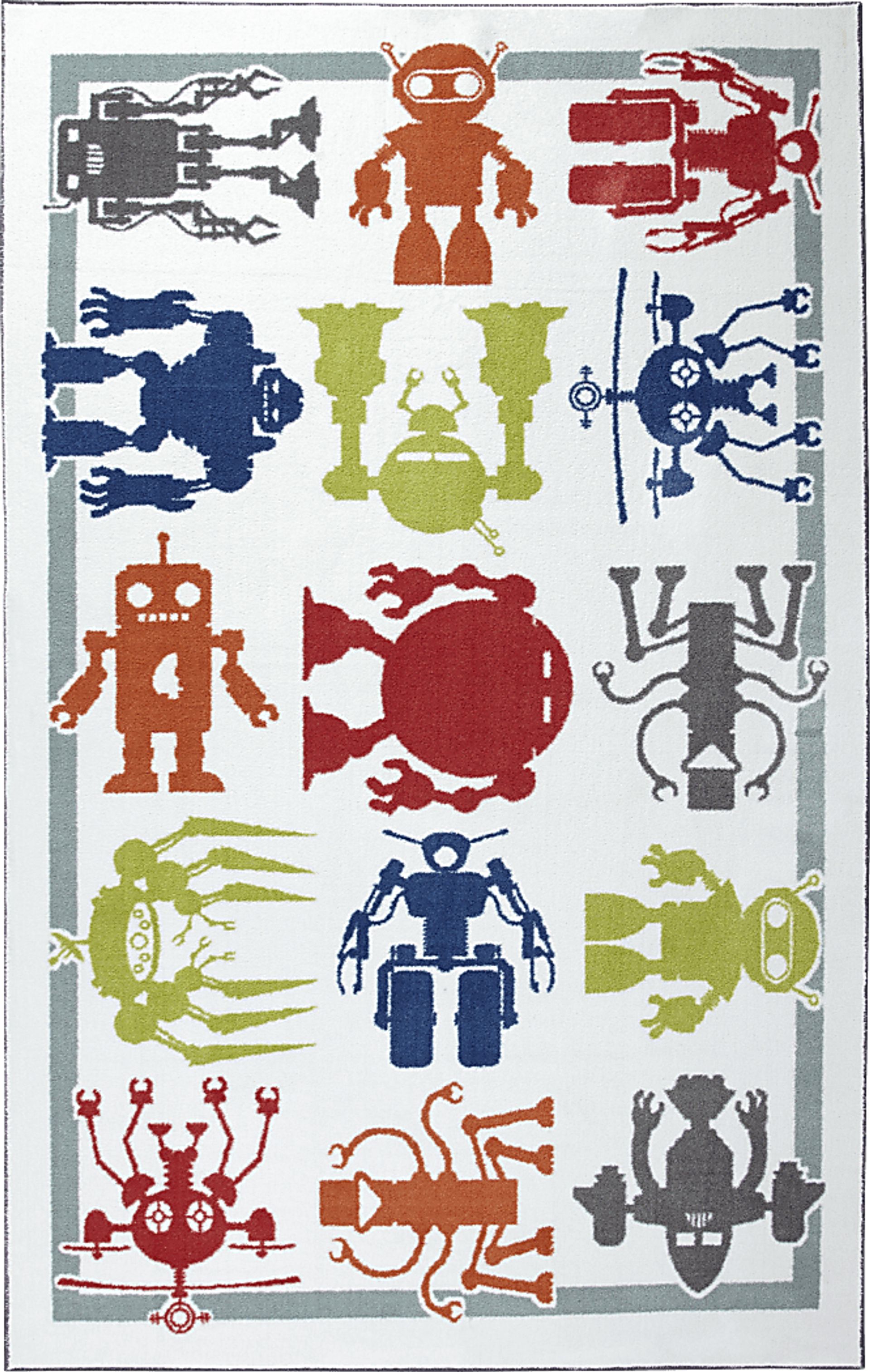 Kids Robo Squad White 5' x 8' Rug - Image 1