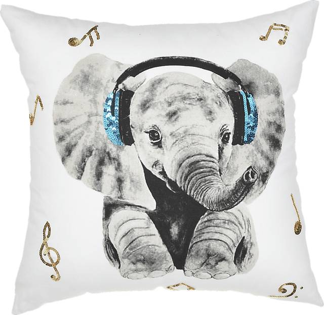 Kids Rock Star Elephant White Accent Pillow - Thumbnail - Image 1