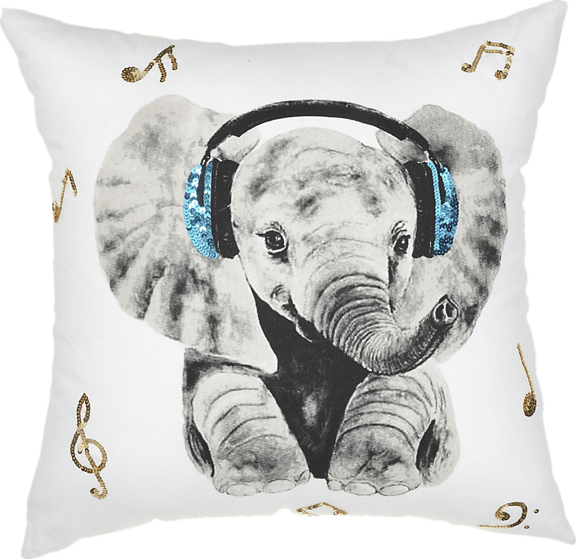 Kids Rock Star Elephant White Accent Pillow - Image 1