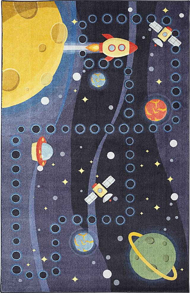 Kids Rocket Games Navy 3' x 5' Rug - Thumbnail - Image 1