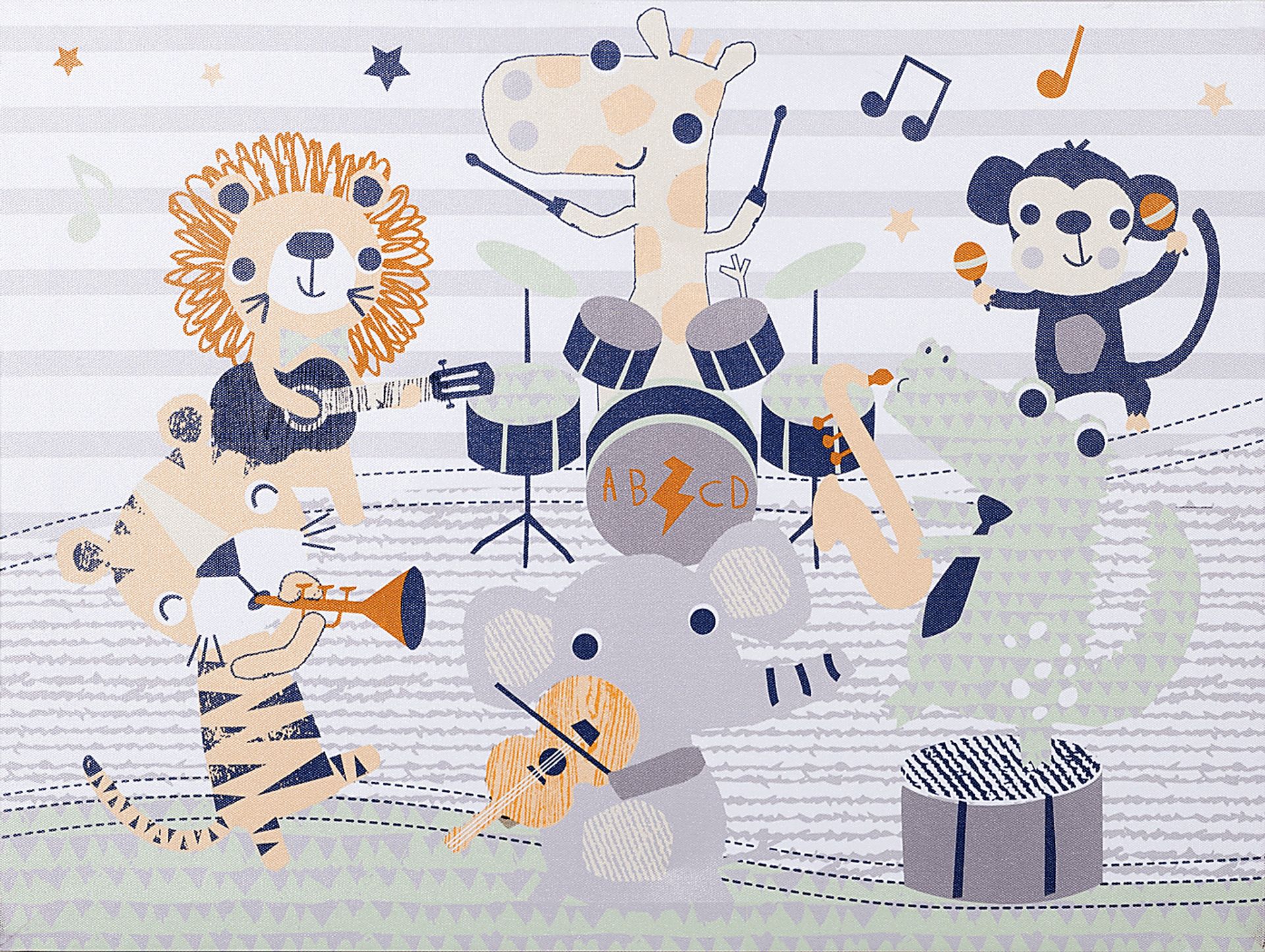 Kids Safari Rock Band Beige Artwork - Image 1