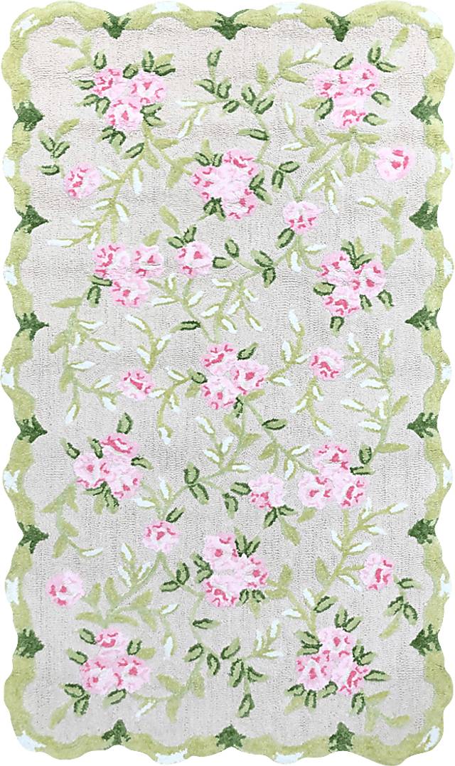 Kids Rose Garden Green 2'8 x 4'8 Rug - Thumbnail - Image 1