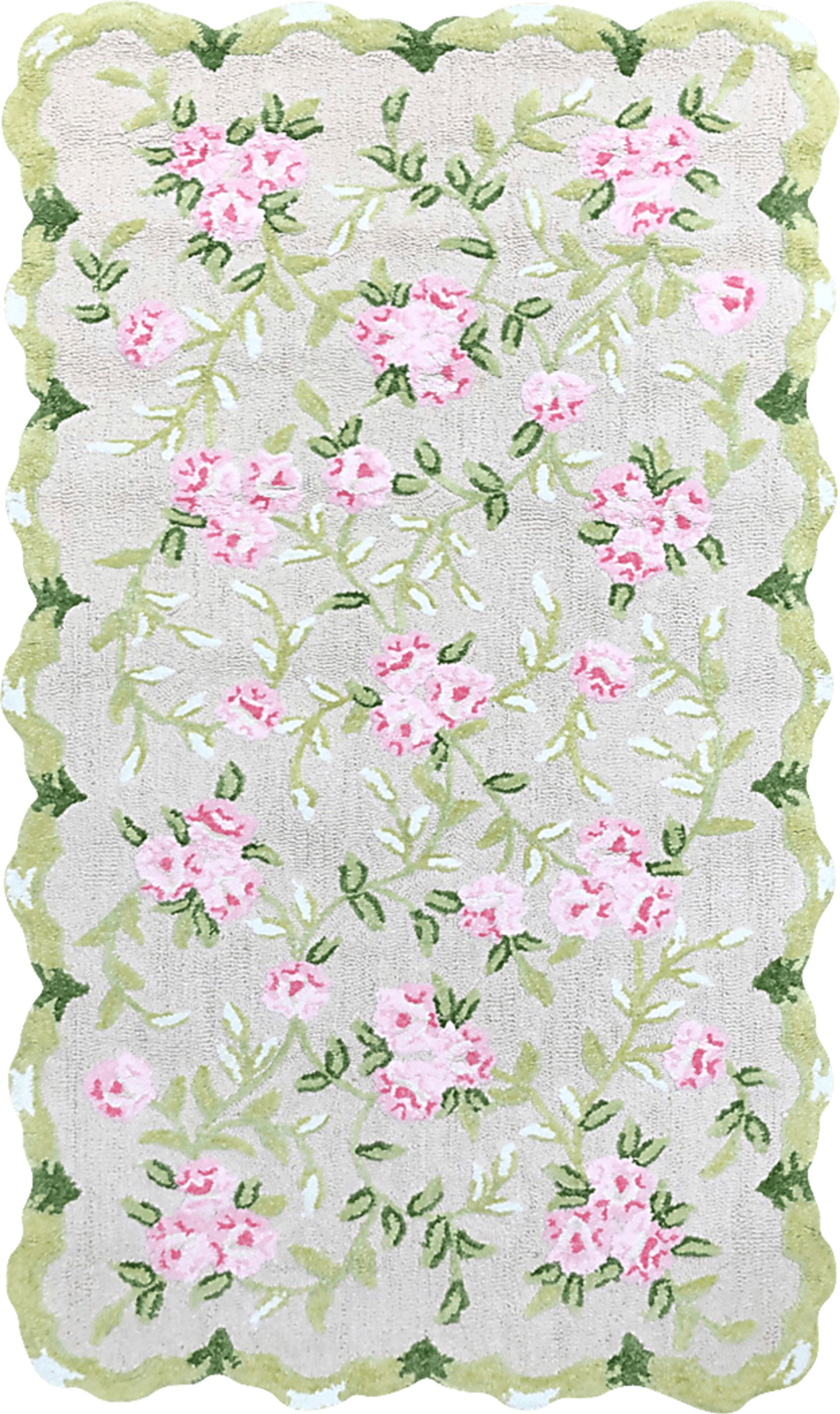 Kids Rose Garden Green 2'8 x 4'8 Rug - Image 1