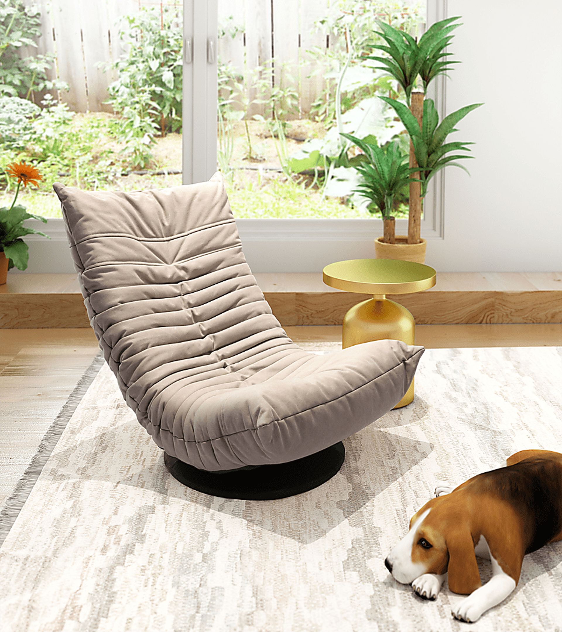 Kids Rowey Beige Swivel Chair - Image 3