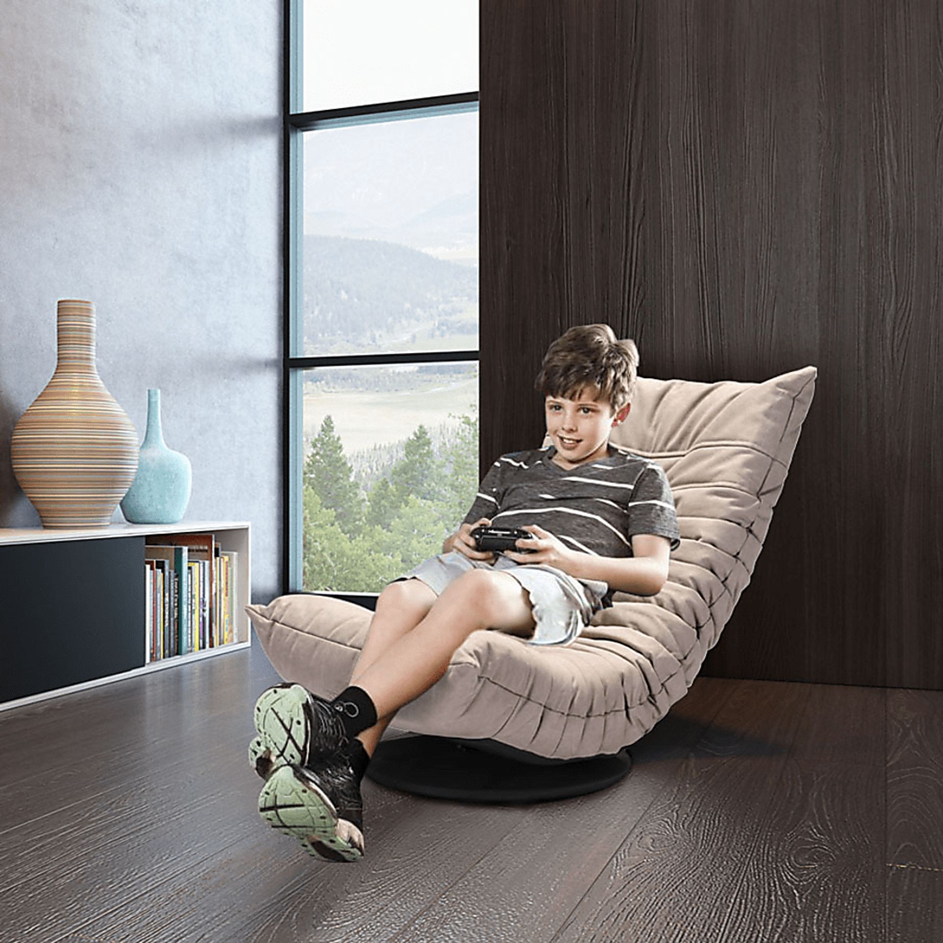 Kids Rowey Beige Swivel Chair - Image 4