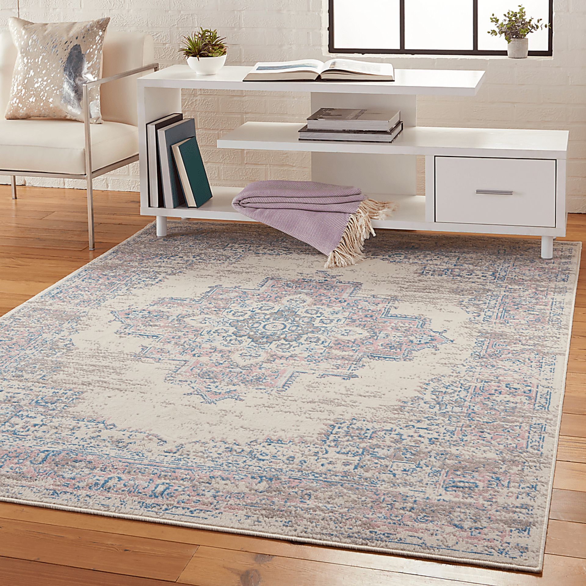 Kids Royal Princess Decor Pink 5'3 x 7'3 Medallion Rug - Image 2