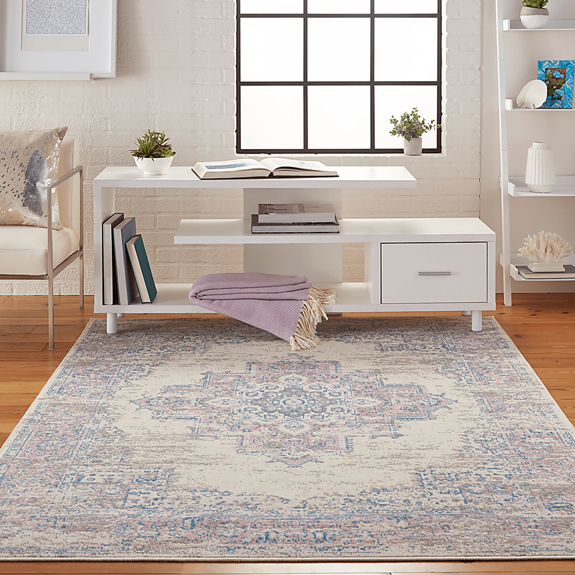 Kids Royal Princess Decor Pink 5'3 x 7'3 Medallion Rug - Image 3