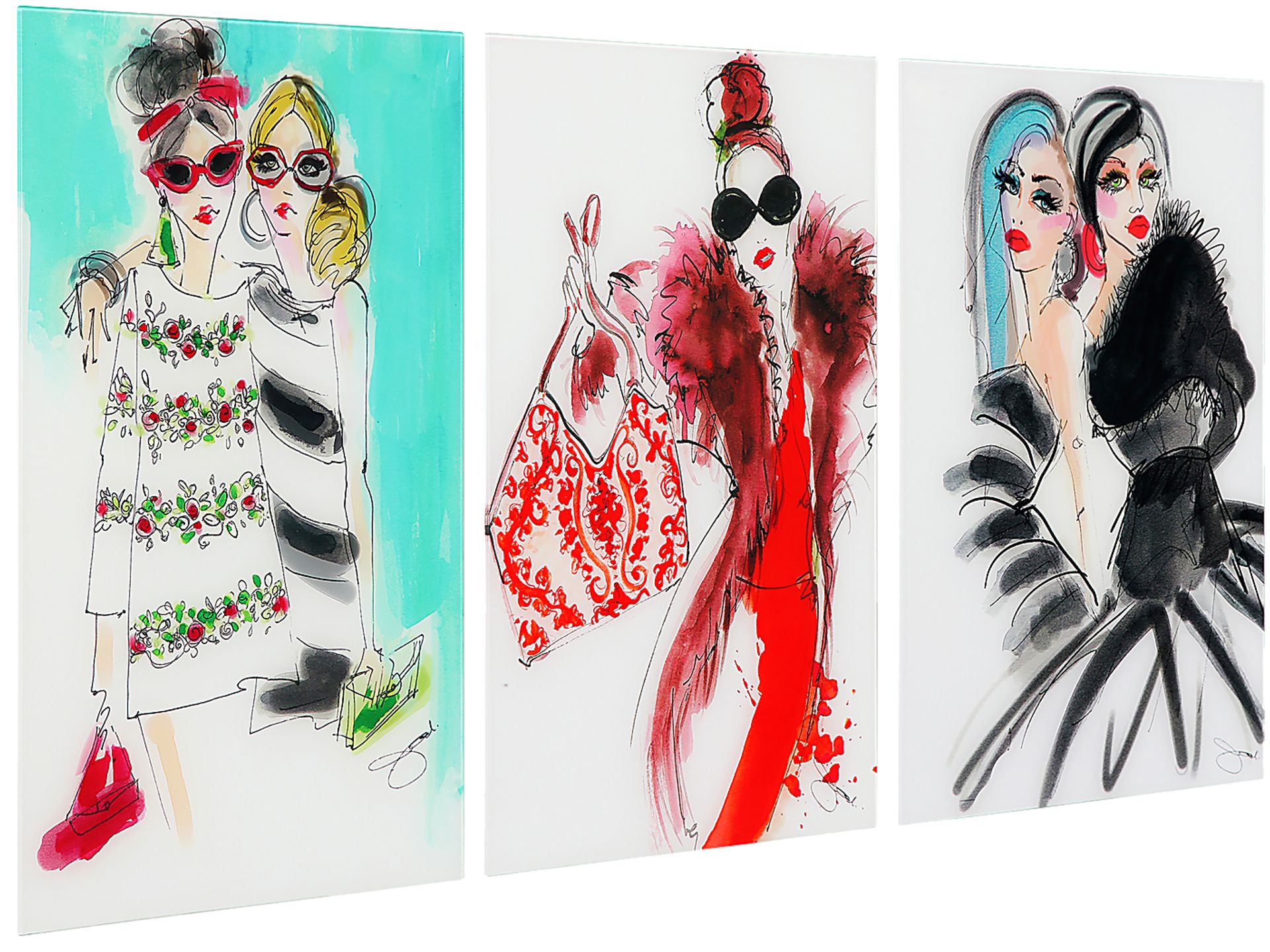 Kids Runway Friends White Glass Wall Art - Image 2