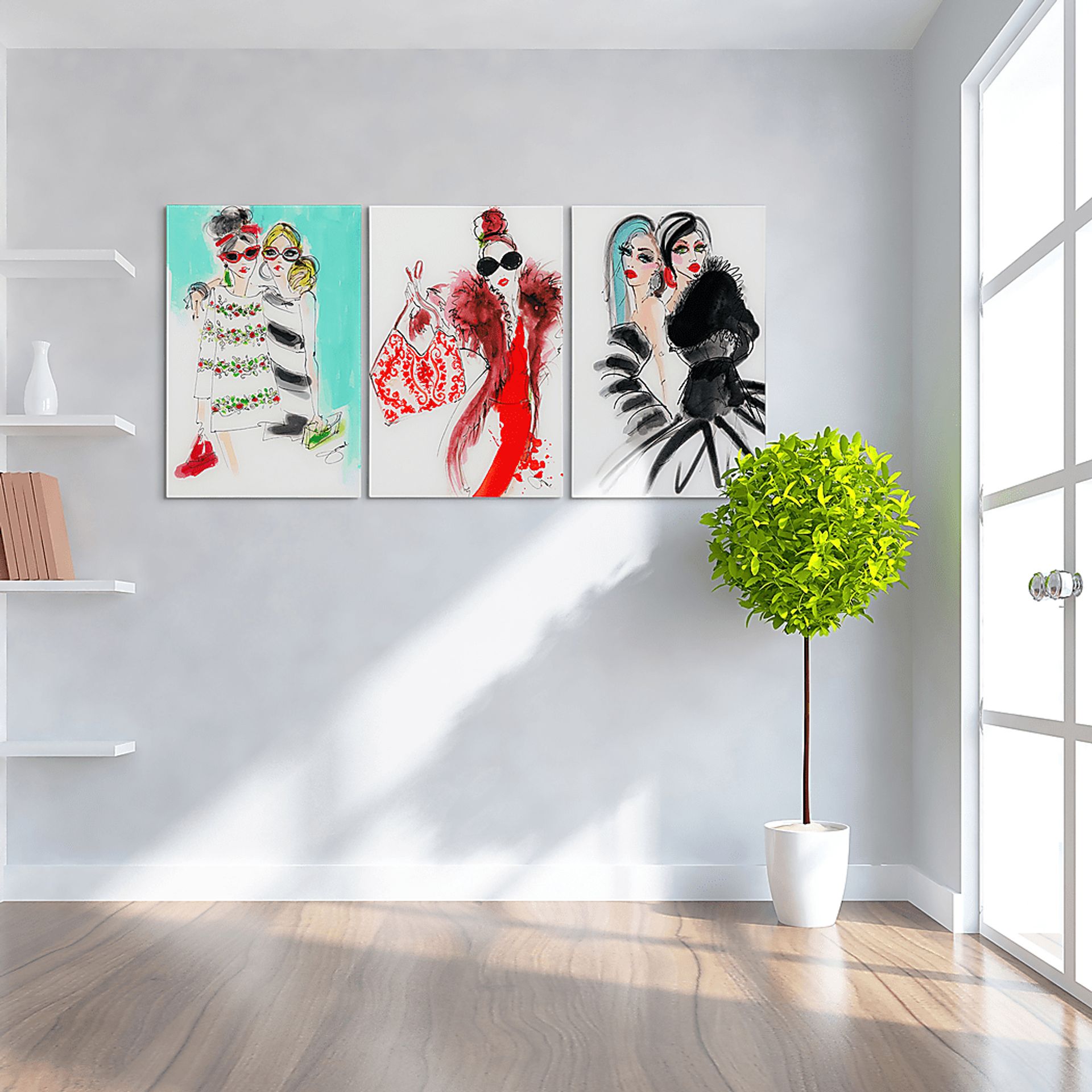 Kids Runway Friends White Glass Wall Art - Image 3