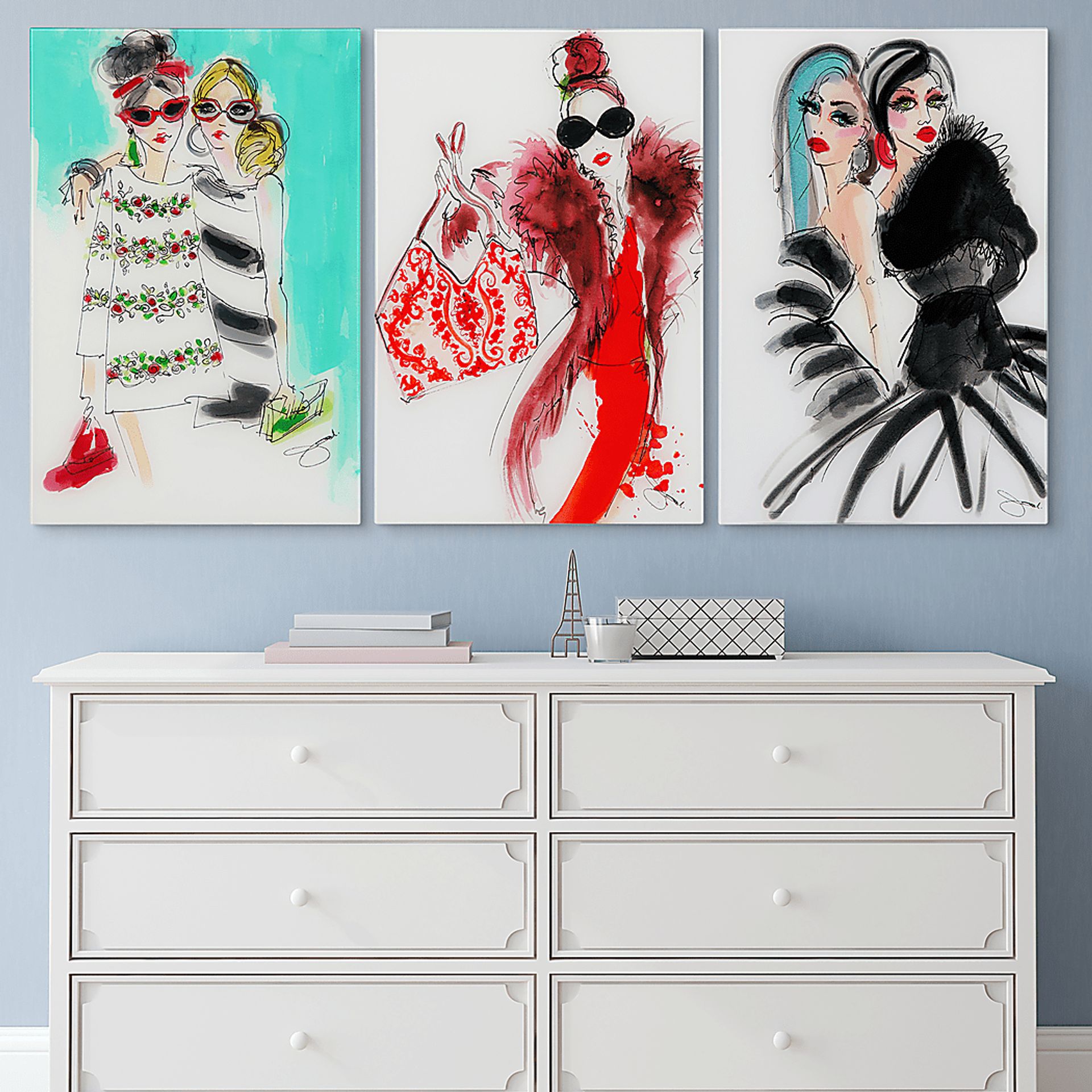 Kids Runway Friends White Glass Wall Art - Image 4