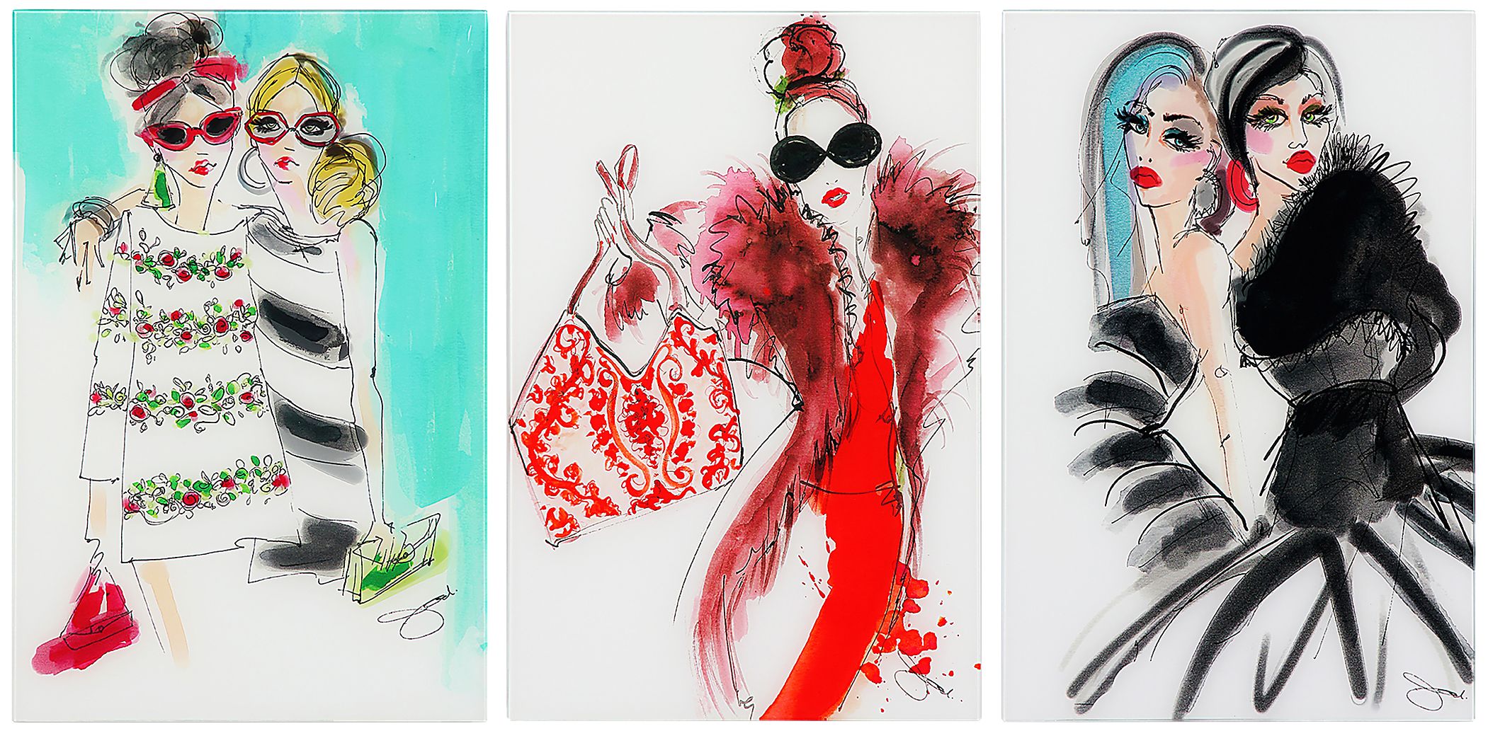 Kids Runway Friends White Glass Wall Art