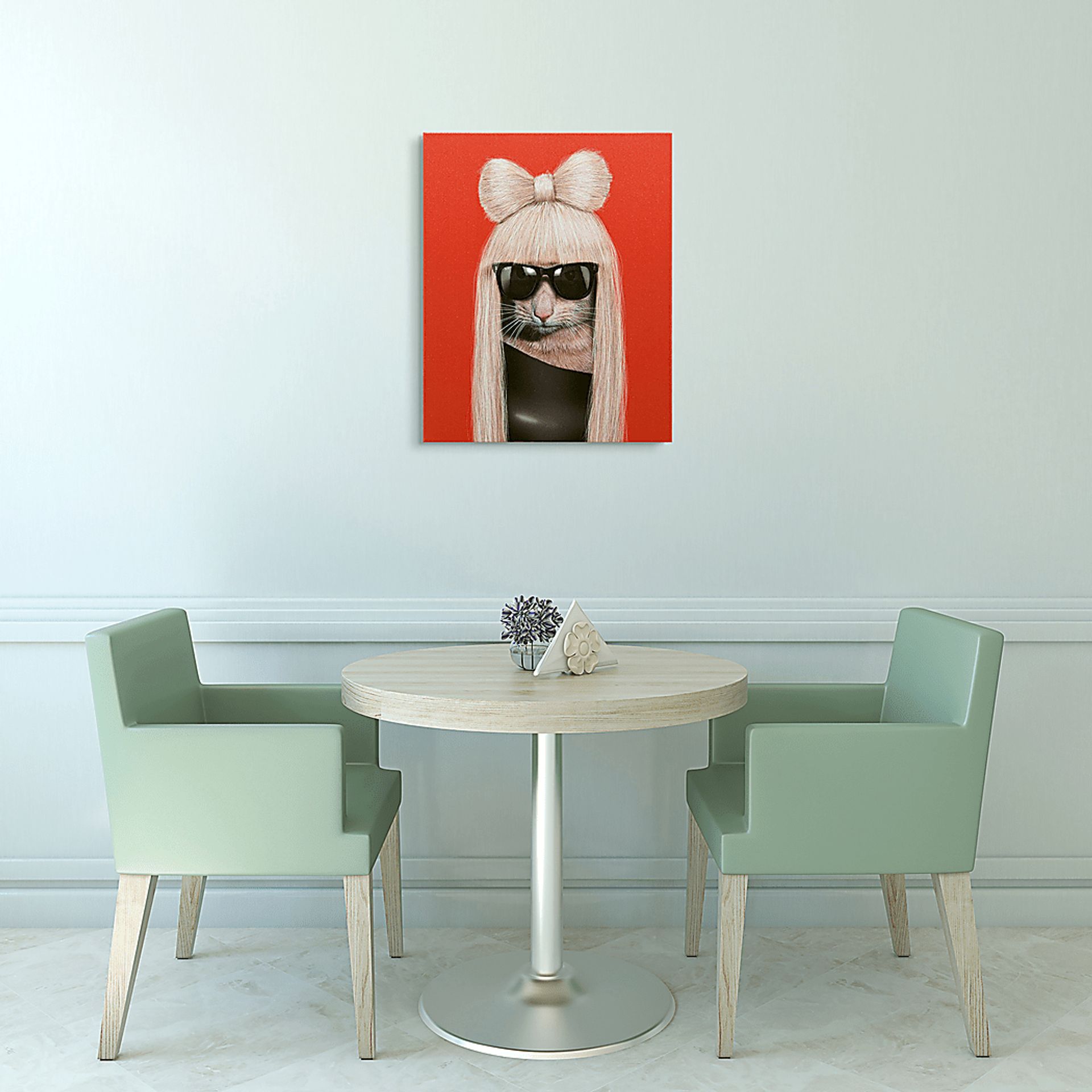 Kids Runway Kitty Red Wall Art - Image 5